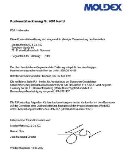 Moldex Serie 7000 Mehrweg Halbmaske mit EasyLock®